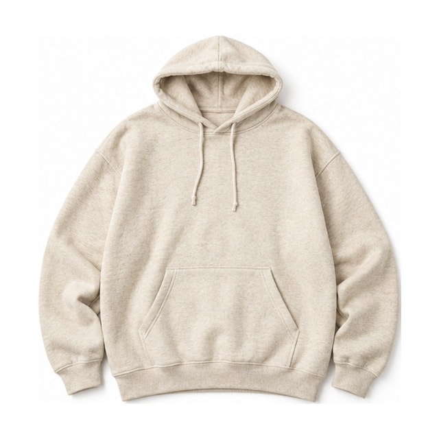 Oversized Pullover Hoodie in oatmeal, flat lay