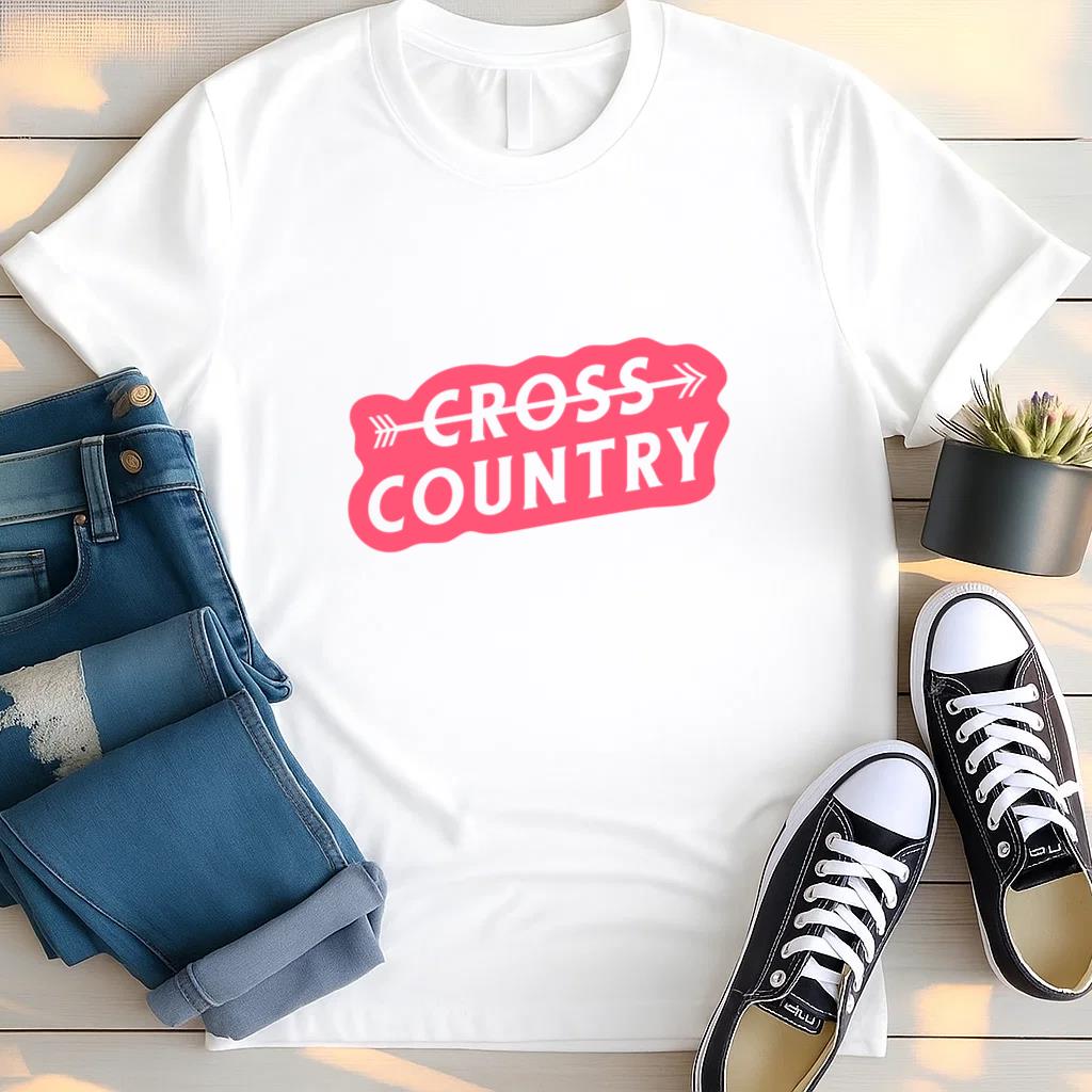 Cross Country Running Cut Out Badge T Shirt