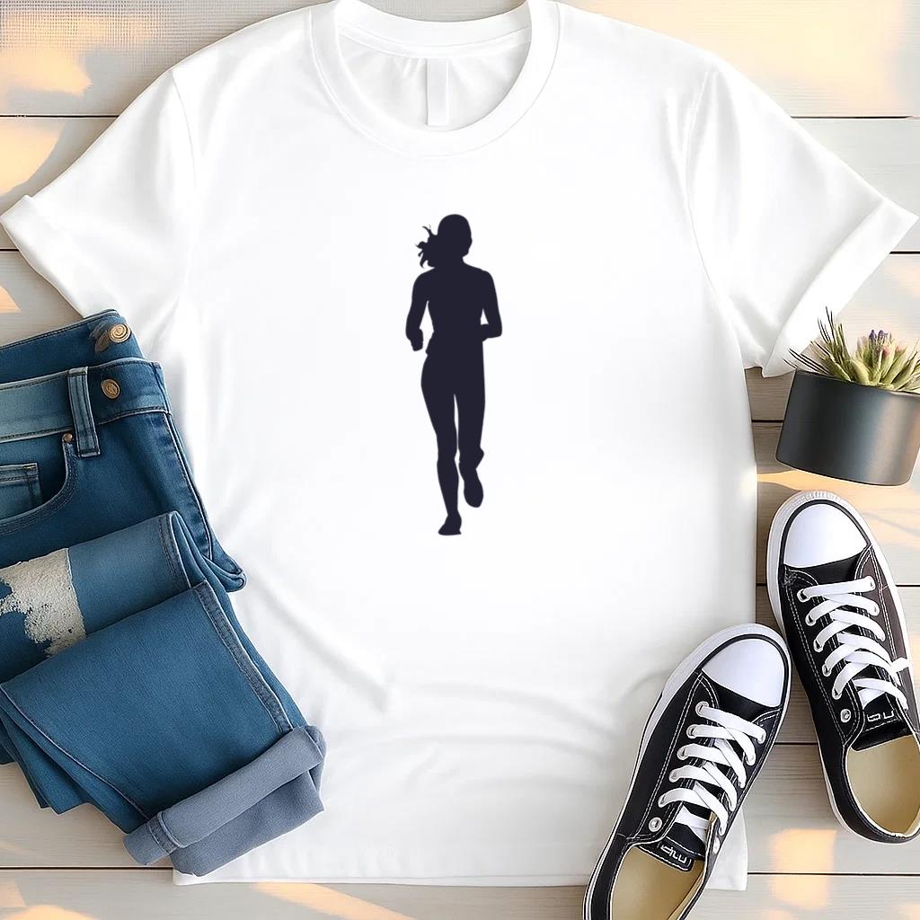Female Marathon Running Silhouette T Shirt