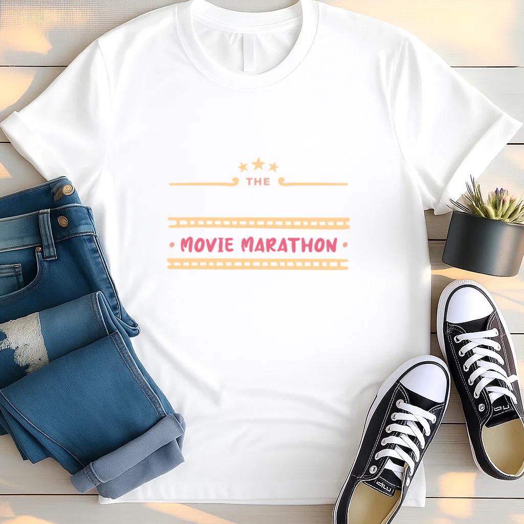 Fun Movie Marathon Design With Playful Typography T Shirt