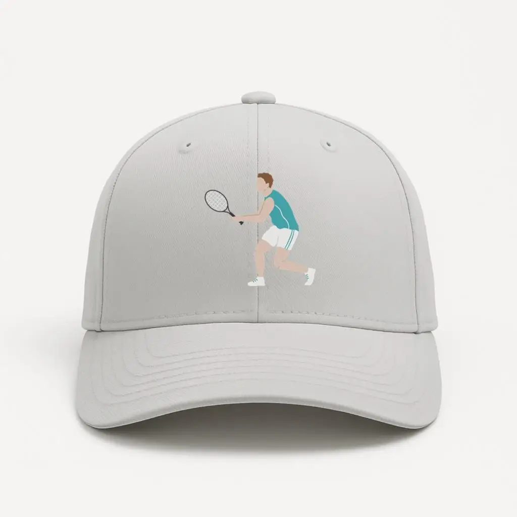 Man Running And Playing Tennis With A Racquet Cap