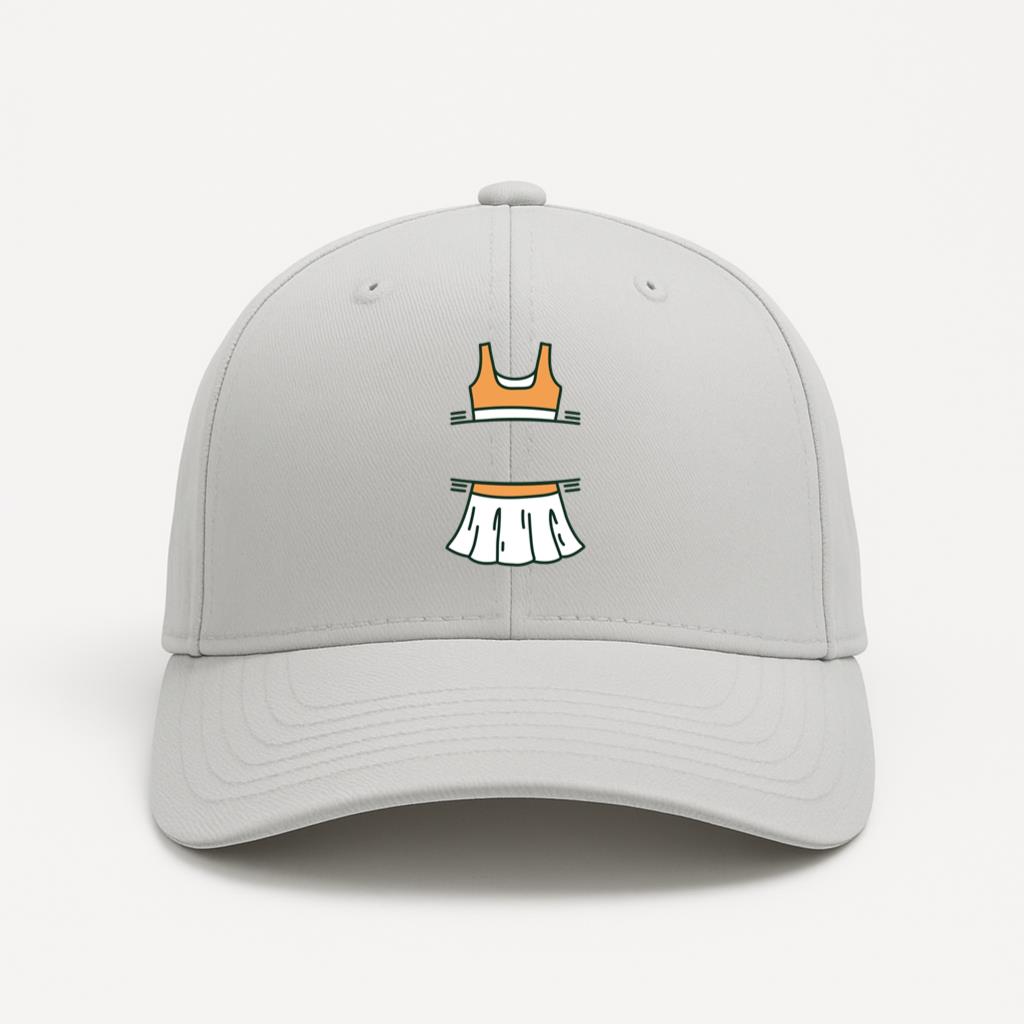 Orange And White Tennis Skirt Cap