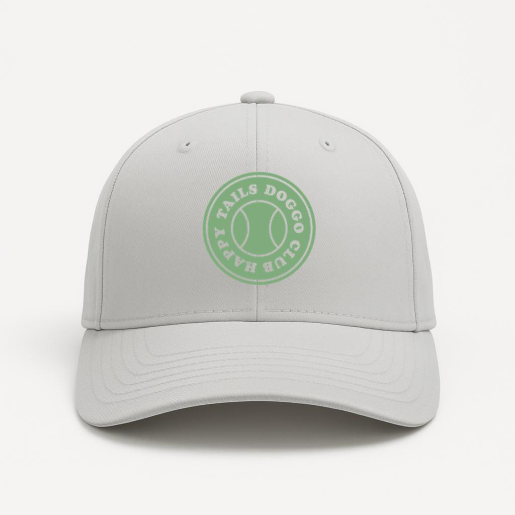 Playful Dog Club Logo Design With Tennis Theme Cap