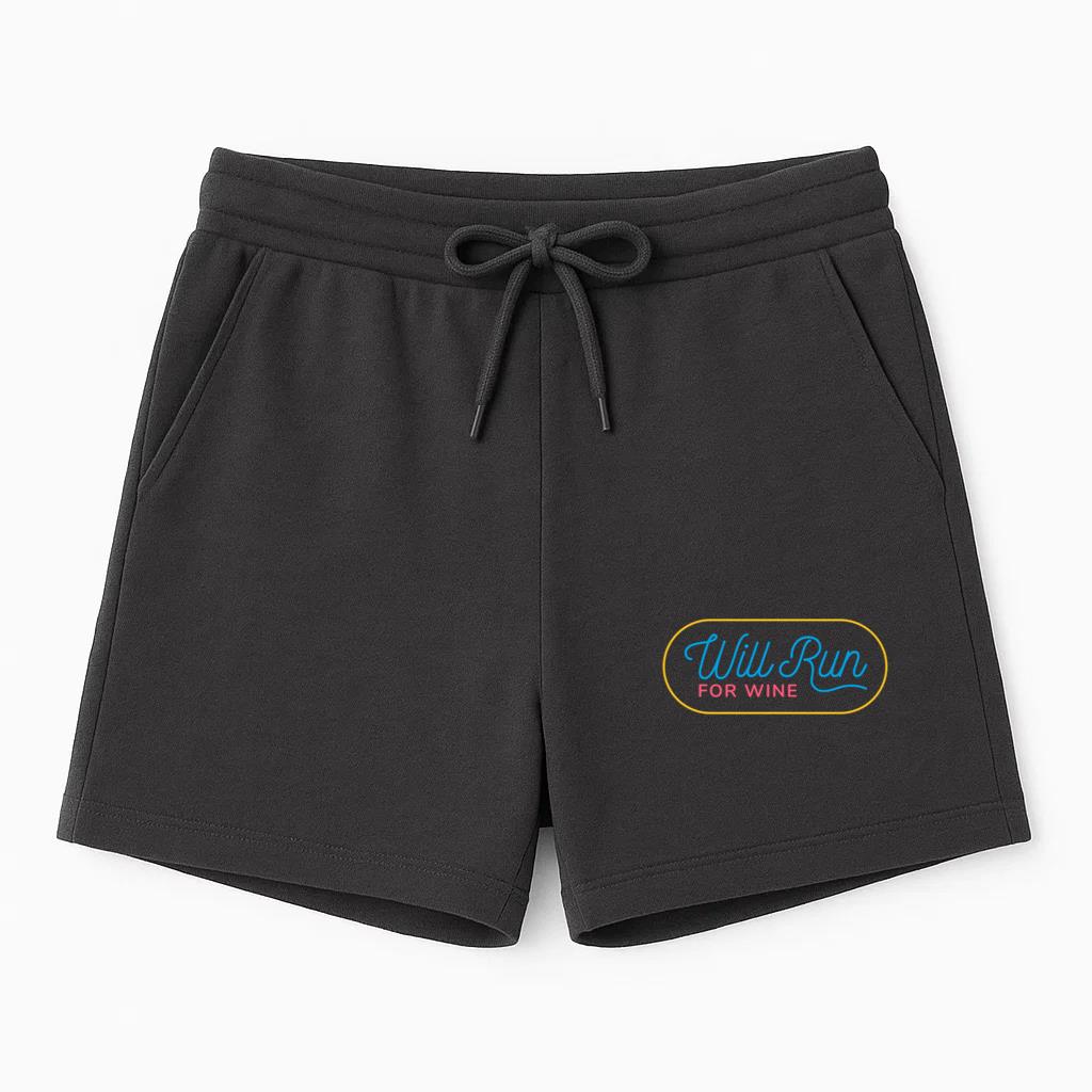 Run For Wine Lettering Badge Short