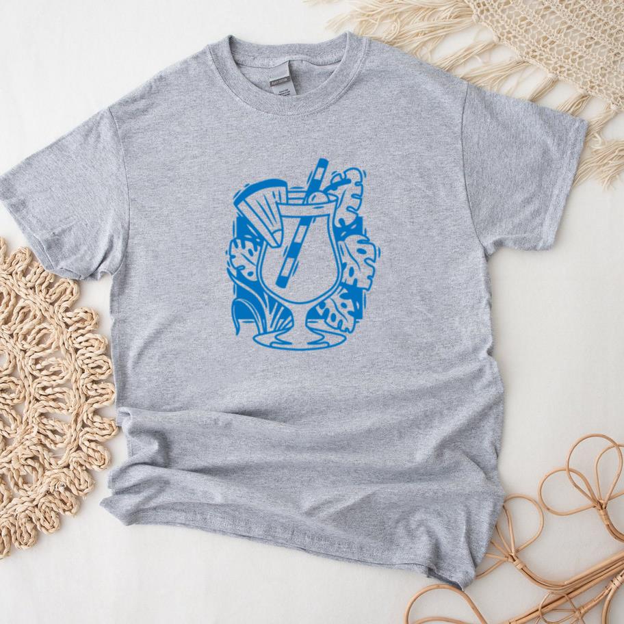 Tropical Cocktail Illustration With Vibrant Leaves T-Shirt