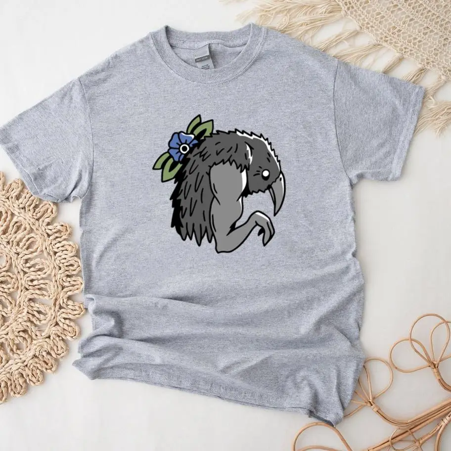 Unique Crow And Flower Graphic Design T-Shirt