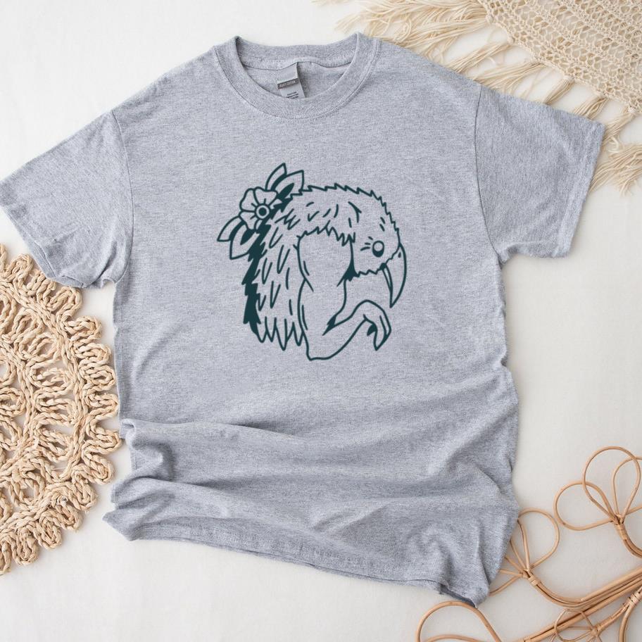 Unique Muscular Bird Illustration With Floral Accents T-Shirt