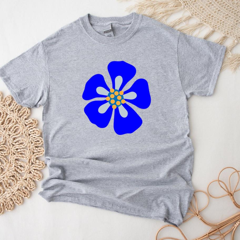 Vibrant Blue Flower Illustration T-Shirt