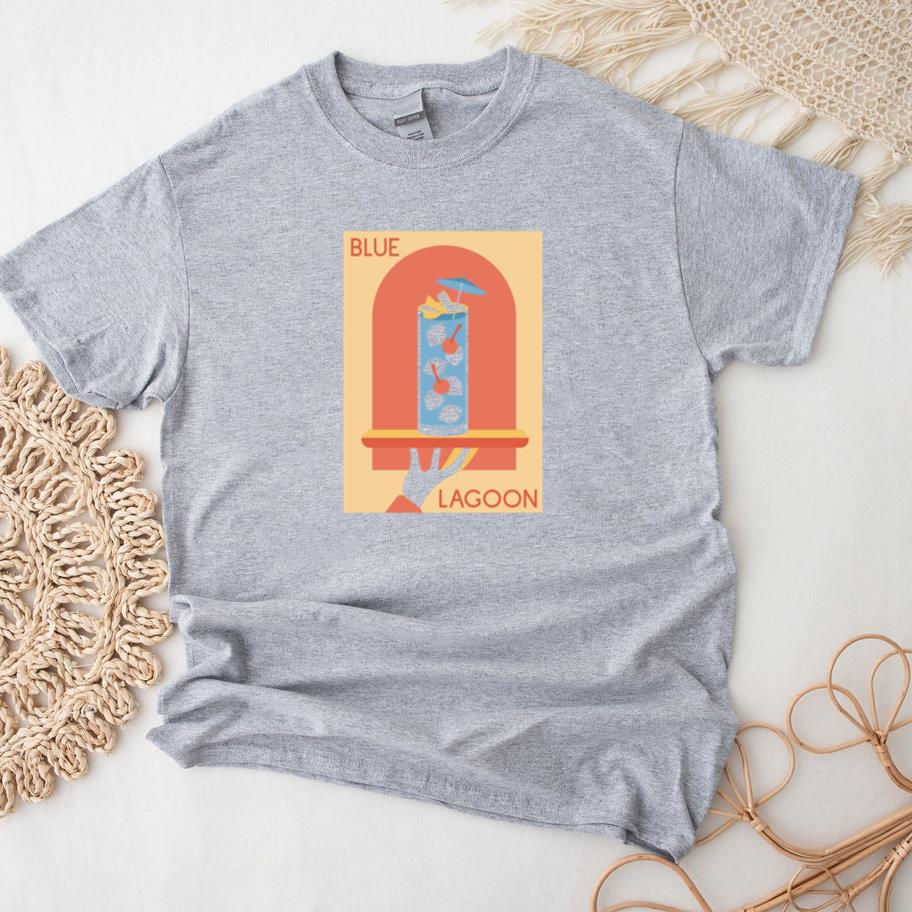 Vibrant Blue Lagoon Cocktail Illustration T-Shirt