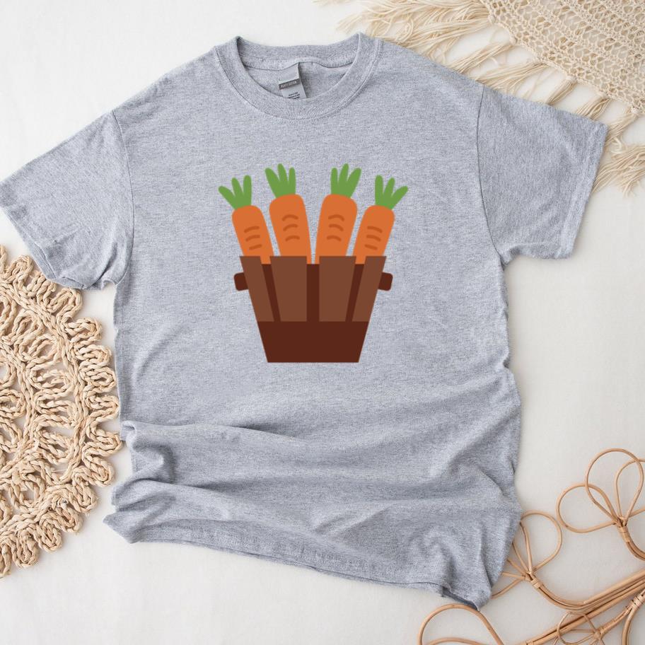 Vibrant Carrot Illustration In A Wooden Basket T-Shirt