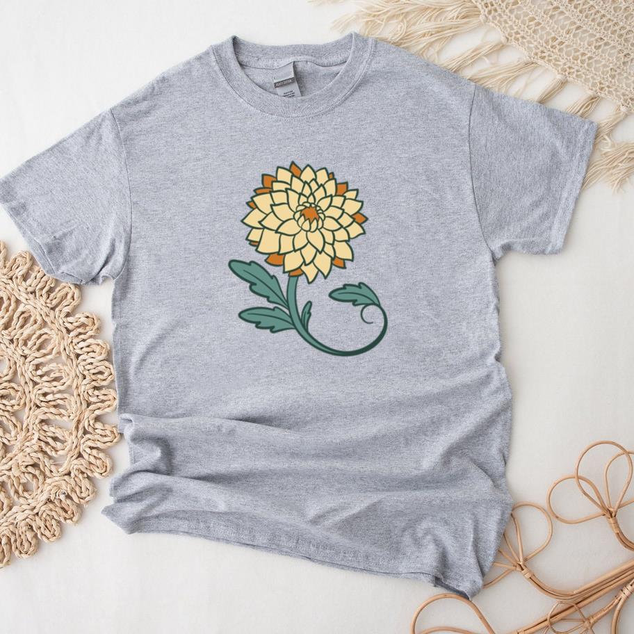 Vibrant Floral Illustration With Dahlia Design T-Shirt