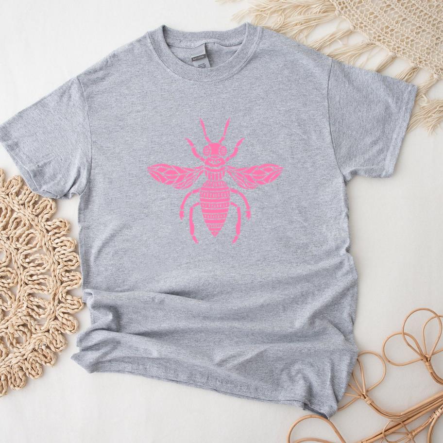 Vibrant Pink Bee Illustration T-Shirt