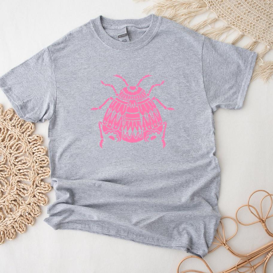 Vibrant Pink Beetle Illustration T-Shirt