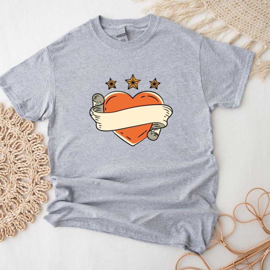 Vintage Heart Design With Stars And Ribbon T-Shirt