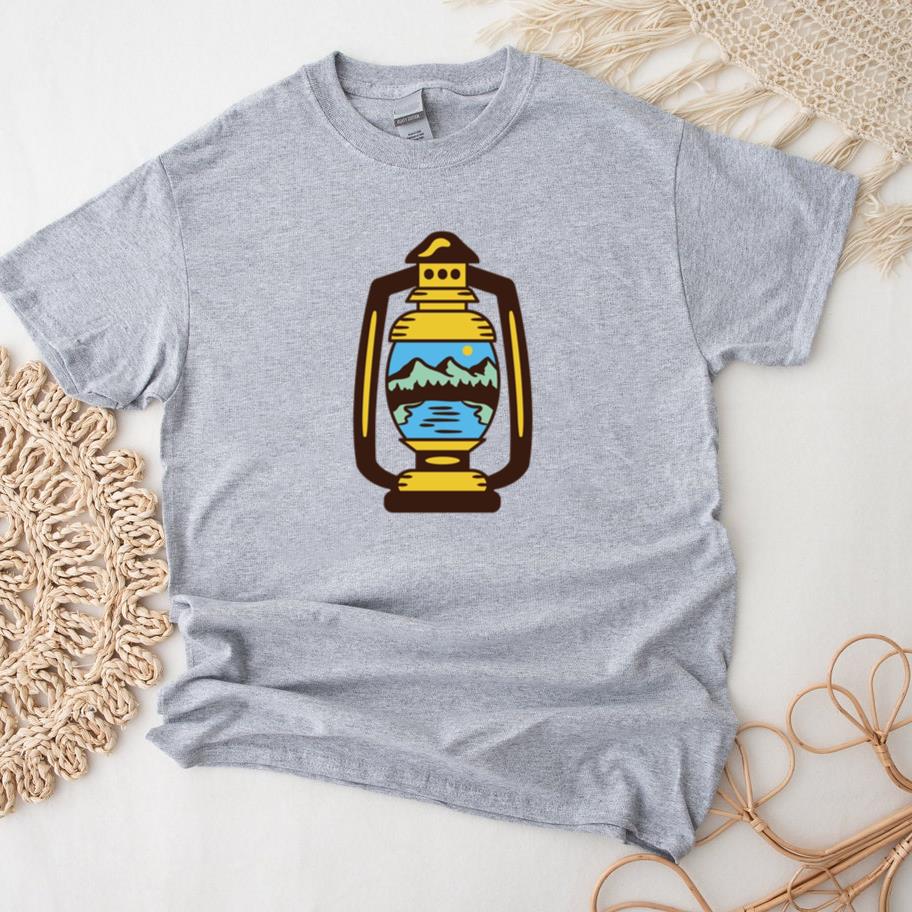 Vintage Lantern Illustration With Scenic Nature Detail T-Shirt
